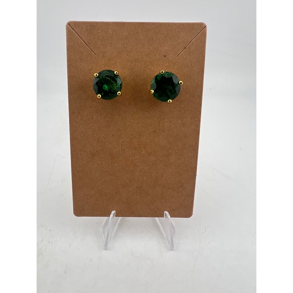 Kate Spade New York Emerald Green Round Crystal Gold Tone Stud Earrings